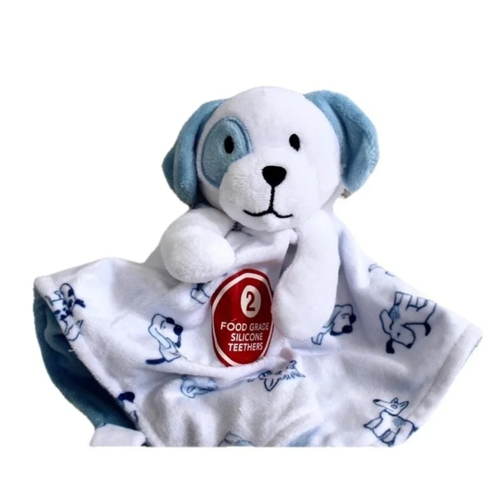 NWT Modern Baby Blue Puppy‎ Dog Snuggle Lovey Infant Boy Plush Security Blanket